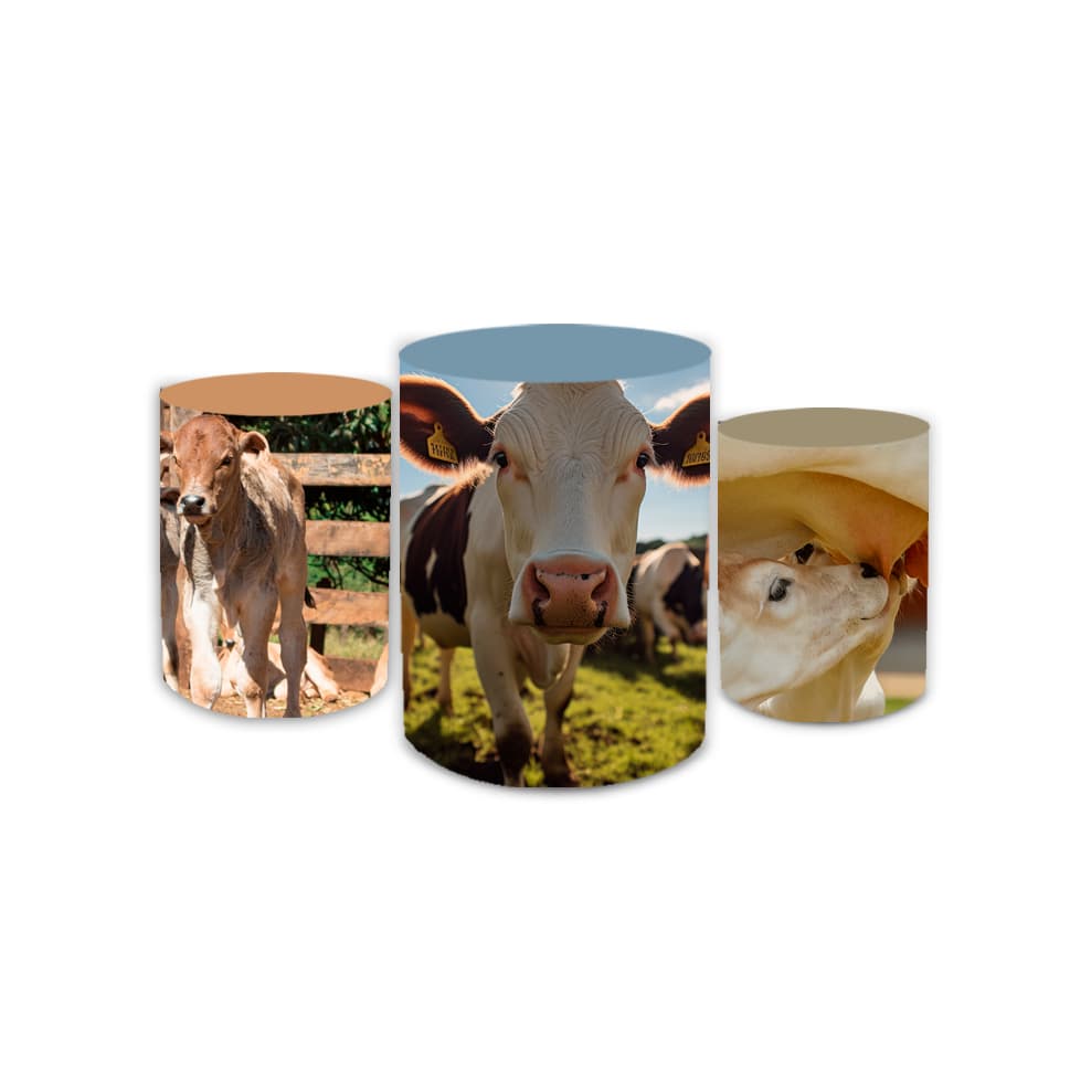 Trio Capas de Cilindros Sublimados Decorativo Tema Agro Fazenda Country