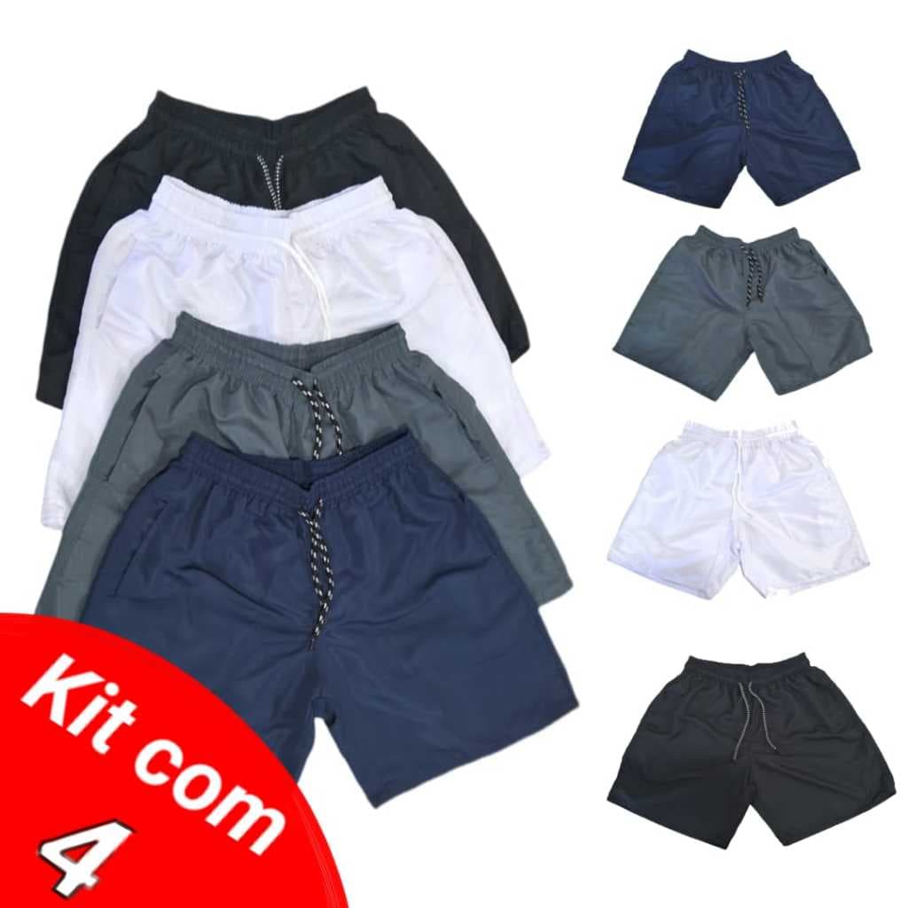 Kit 04 Shorts Tactel Mauricinho Masculino Short de Praia, Academia, esportivo