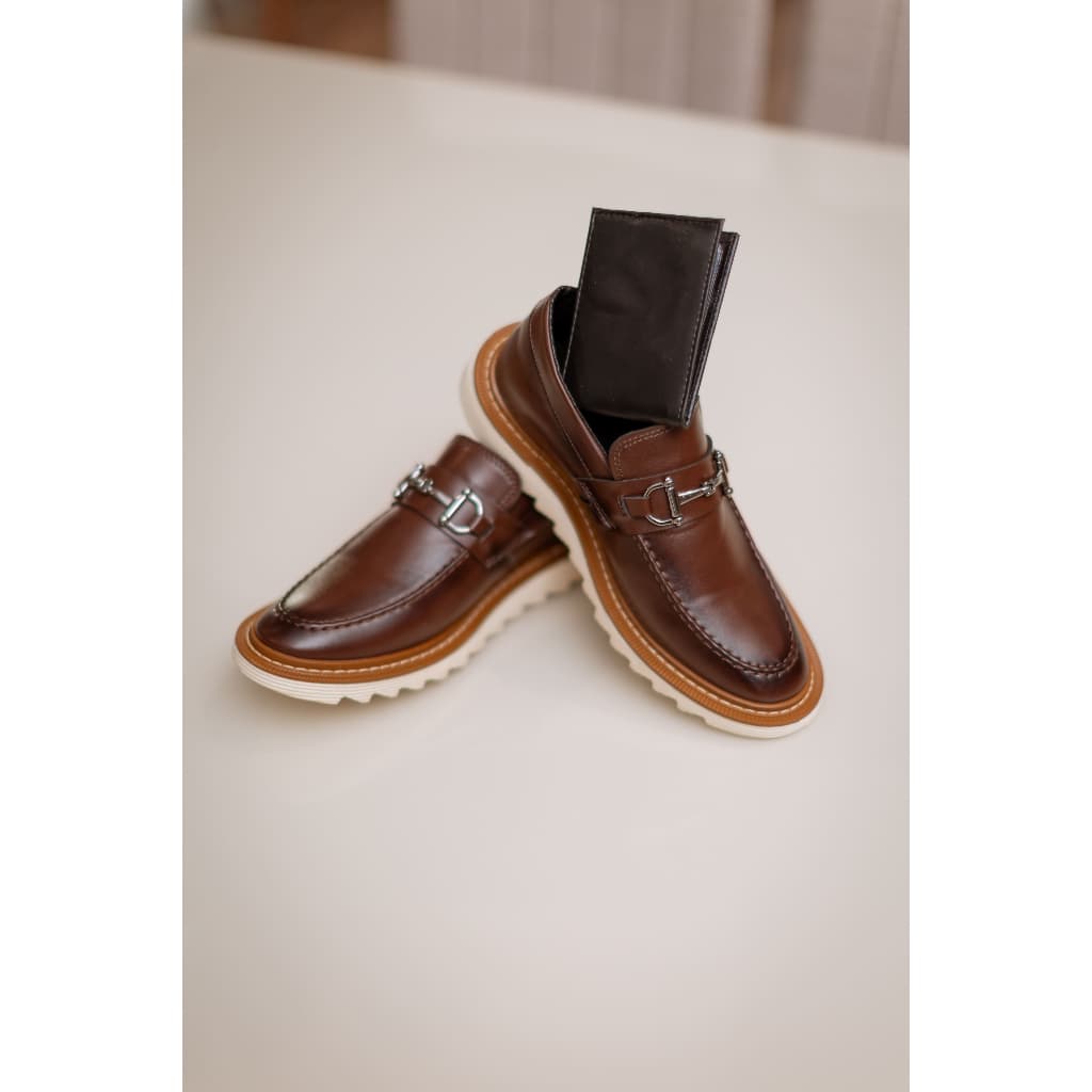 Sapato Masculino + Carteira Dublin Oxford Tratorado Social Mocassim Casual Moderno Conforto Dia dos Pais