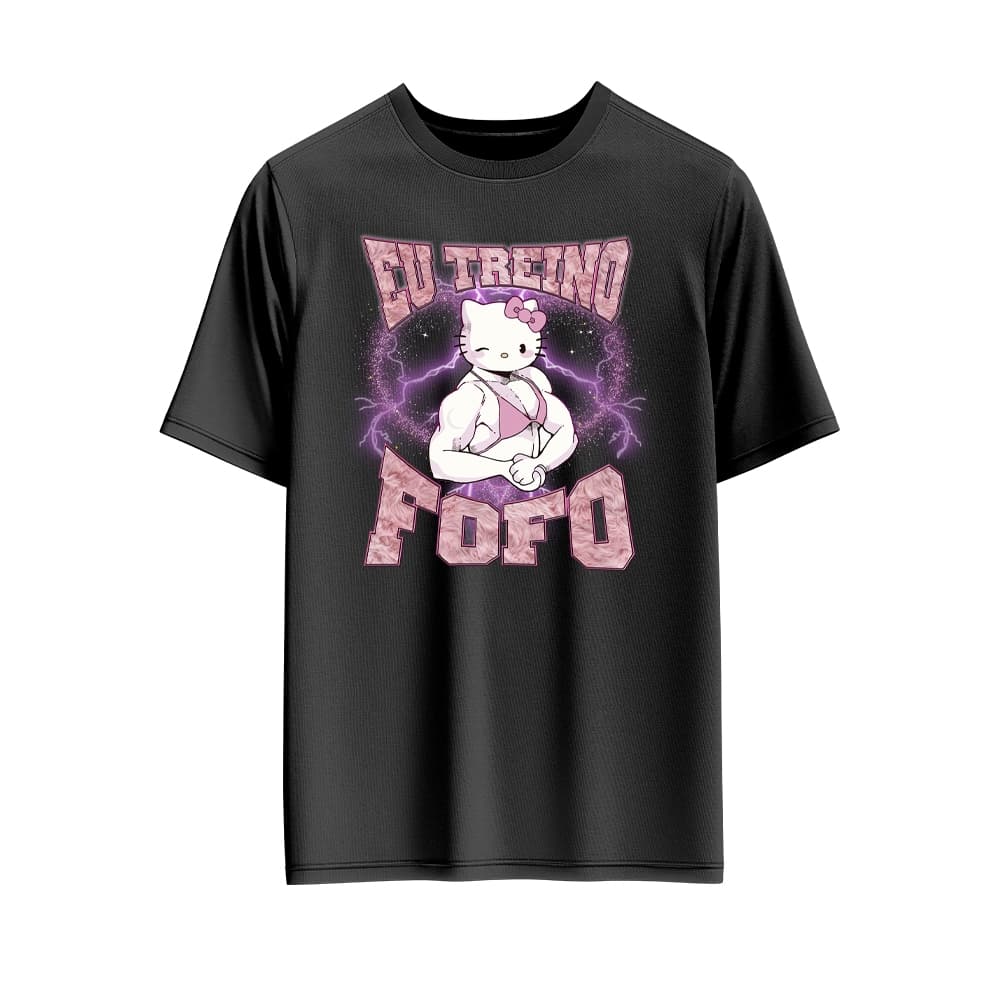 Camiseta Hello Kitty "Eu Treino Fofo" Unissex, Blusa Camisa Treino, Bodybuilding oferta