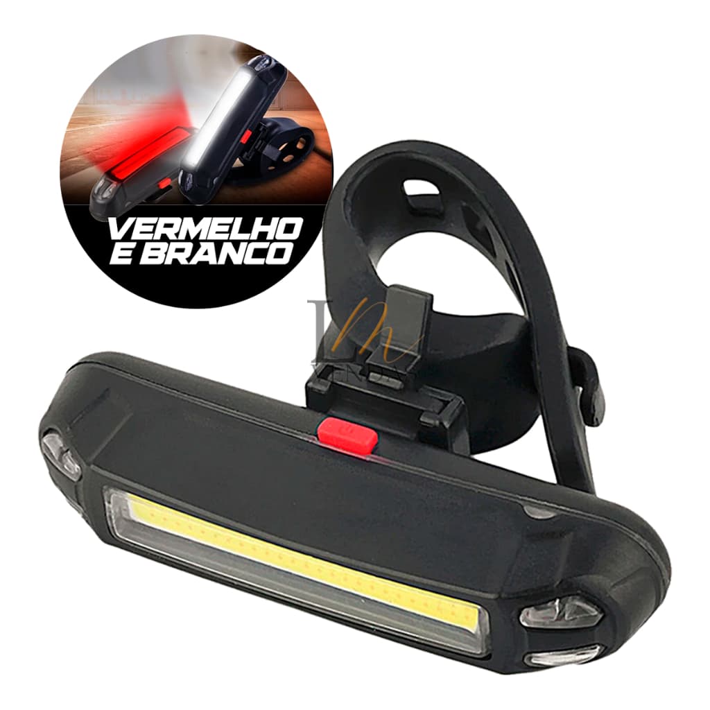 Lanterna Traseira Bike Inteligente Led 2 Cores Branco Vermelho Sinalizador Recarregável 100 Lúmens lanterna Bicicleta