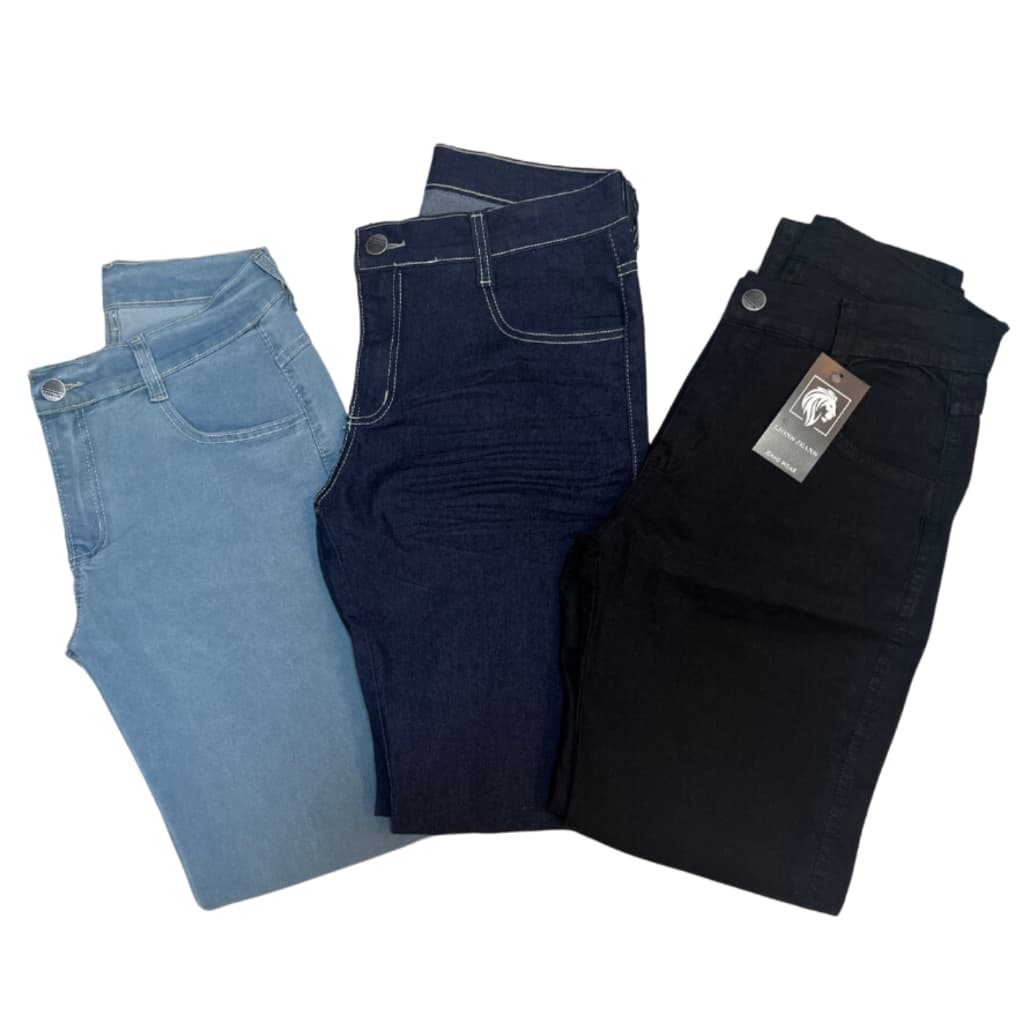 Kit 2 Calça Jeans Masculinas Slim Fit Lycra Elastano Casual Sarja Presente Pai