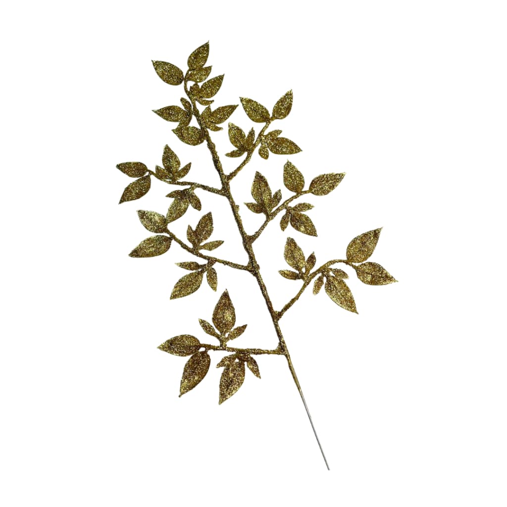 Galho Folha Mini Dourado Enfeite De Natal 39cm