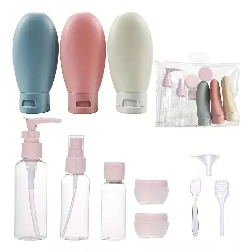Kit De Viagem 11 Itens Frascos Potes Spray Cremes Shampoo