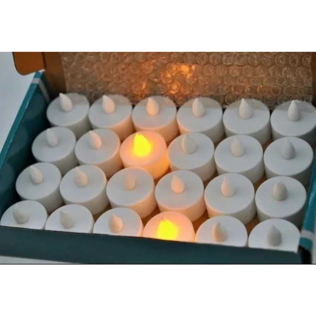120 Velas Eletrônicas Led Chama Viva Luz Amarela com Baterias Inclusas