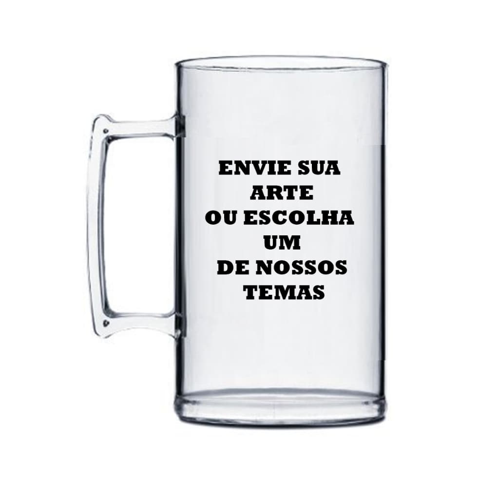 Caneca PERSONALIZADA Chopp 300 ml Transparente ou Branco Arte Colorida ou Preta
