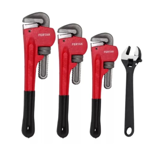 Kit 4x Chaves Grifo Cano Tubo 24 18 14 Polegada + Chave Inglesa  Ajustavel 10
