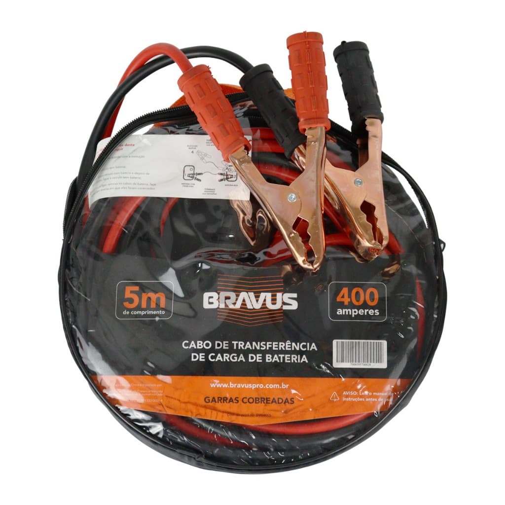 Cabo de Chupeta Carro Moto 5m 400a Premium Com Bolsa Transporte Transferência de Carga Bateria