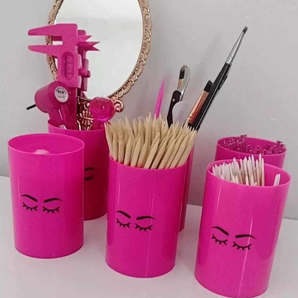 Conjunto de Potes para Armazenar microbrush e Pincel Maquiadoras Lash Designer micropigmentadora