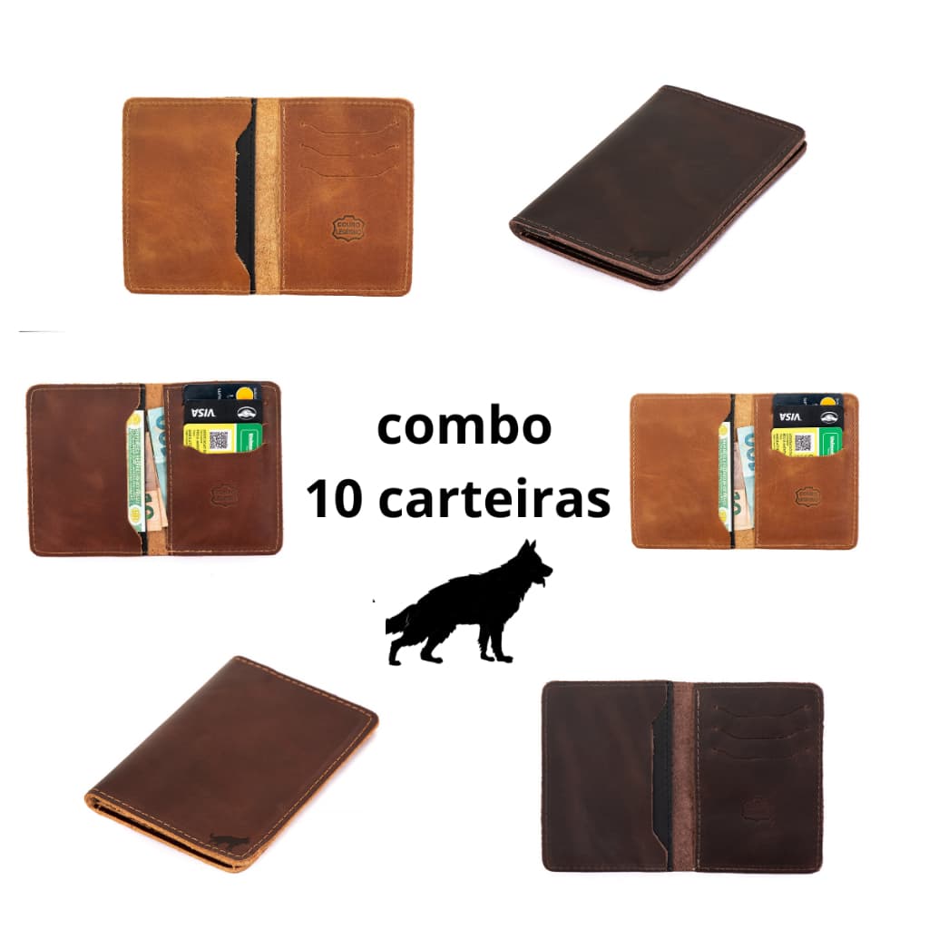 Carteira Porta Cartão Slim Couro Legitimo 10 Unidades