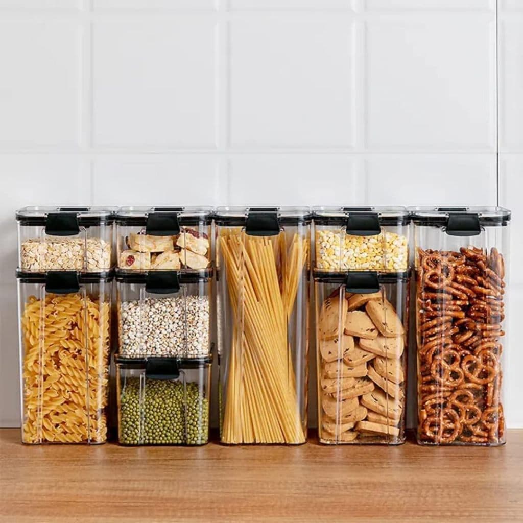 Kit Potes Hermético com tampa e travas Quadrado Para Alimentos Dispensa cozinha  -Escolha seu Kit