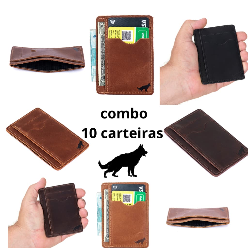 Porta Cartão Carteira Masculina Pequena Com 10 Unidades