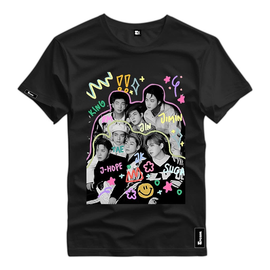 Camiseta Integrantes coreanos Moda Music Camisa Modelo Novo Várias Cores
