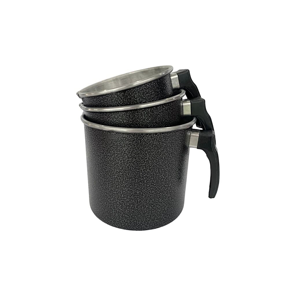 Jogo De Leiteira Caneco Aluminio 3 Pcs Fervedor Leite Preto Grosso Fundo