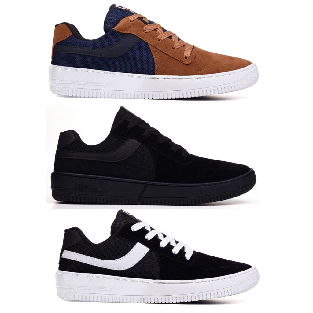 Kit 3 Pares De Tênis Dk Skatista Casual Reforçado Confortável