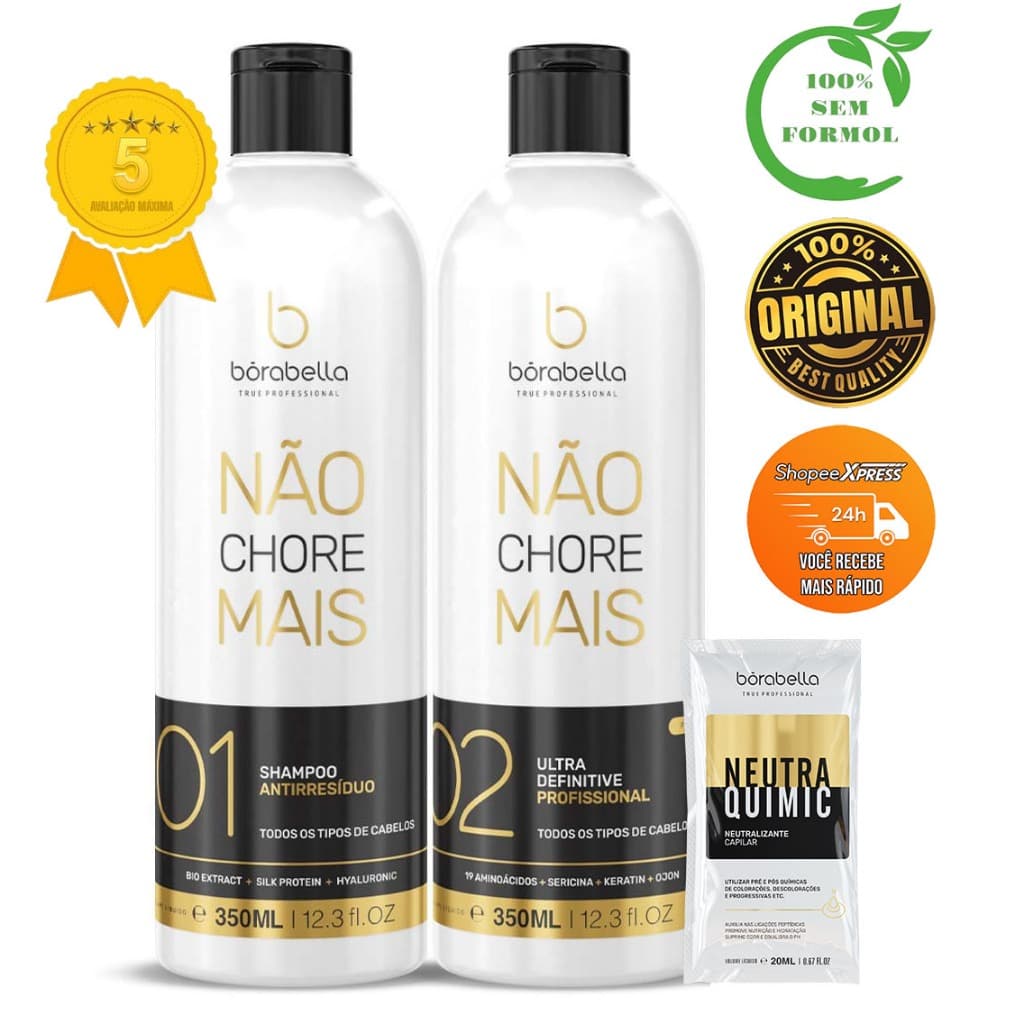 Kit Borabella Progressiva Not Cry More Sem Formol - 350ml