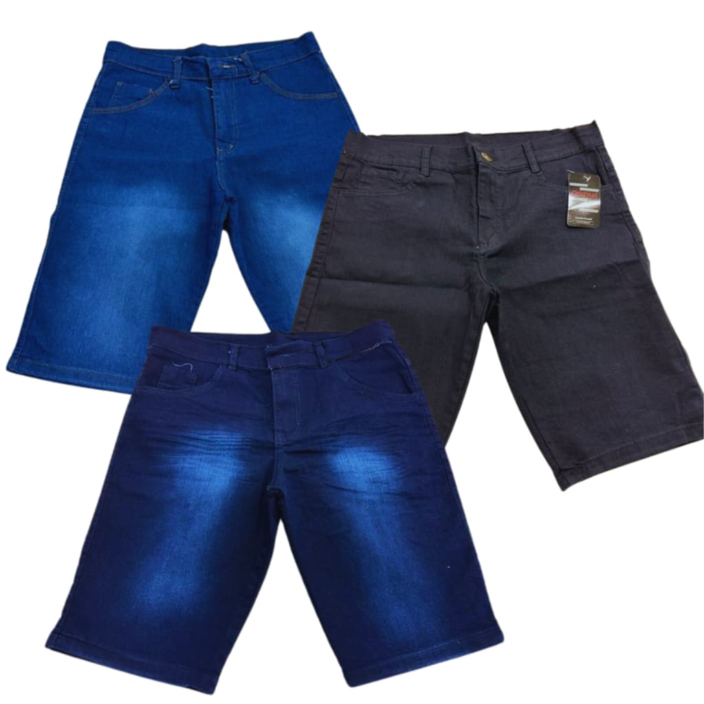 Bermuda Masculina Jeans Lisa Masculino Básica Lycra Com Elastano e 2 Bolso Frente e 2 Costa Envio Imediato