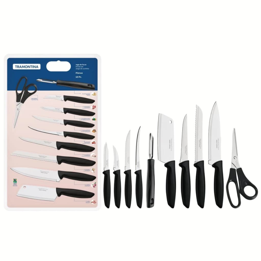 JOGO FACAS INOX 10PC PLENUS PRETO TRAMONTINA