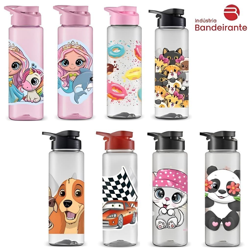 GARRAFA SQUEEZE 750ML TAMPA COM ALÇA TRANSPARENTE BANDEIRANTE