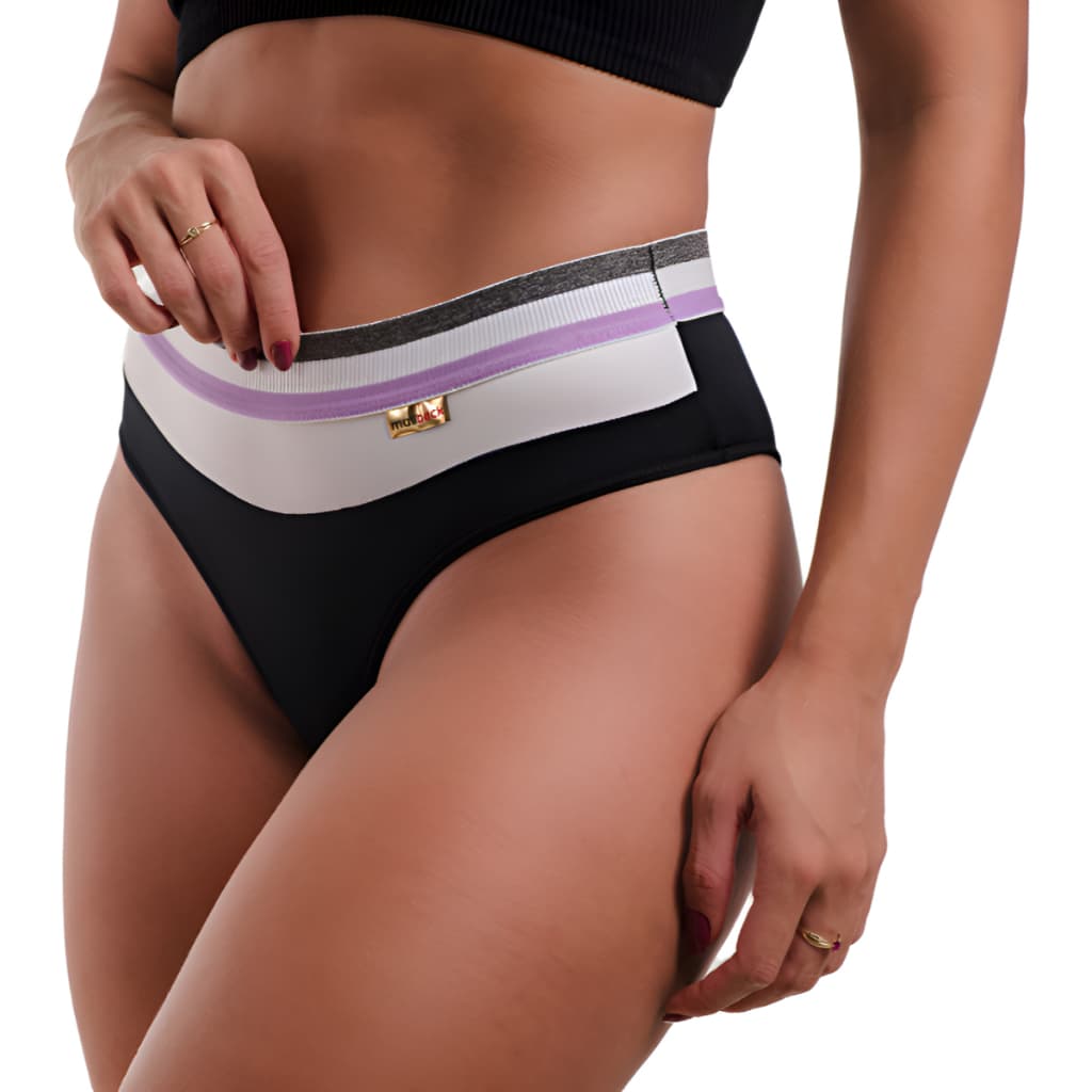Kit 10 Calcinhas Tanga Cintura Alta Forro 100% Algodão Cós Alto Arco Íris