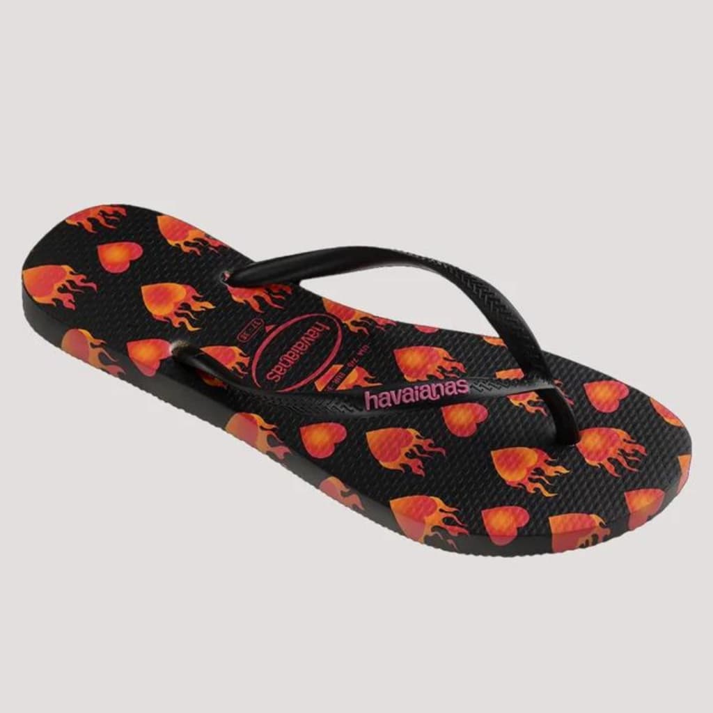 Chinelo Havaianas Hearts Fire Coração de Fogo Slim Feminina Original Exclusiva