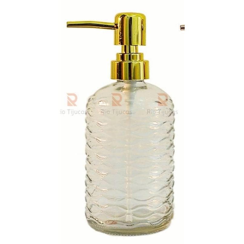 Porta Sabonete Líquido Vidro Redondo Tampa com Cores Variadas Unitário 450ml