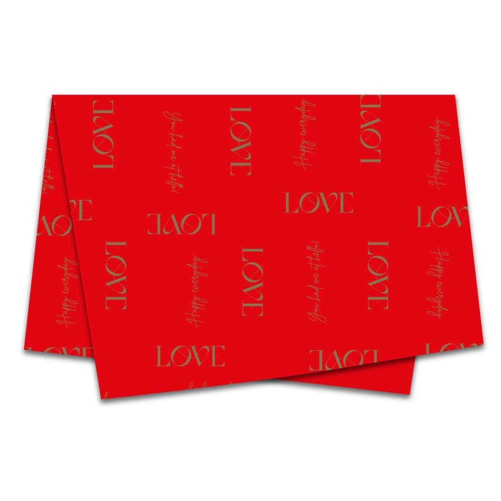 Poli Sujinho Estampa New Love Vermelho para Decoração 49,0x69,0cm, Xingó - 10/20/50 folhas.