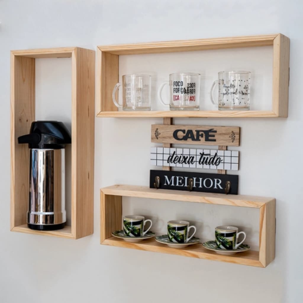 Nicho Prateleira Rack de Parede 50cm madeira natural decorativo e multifuncional casa e escritorio
