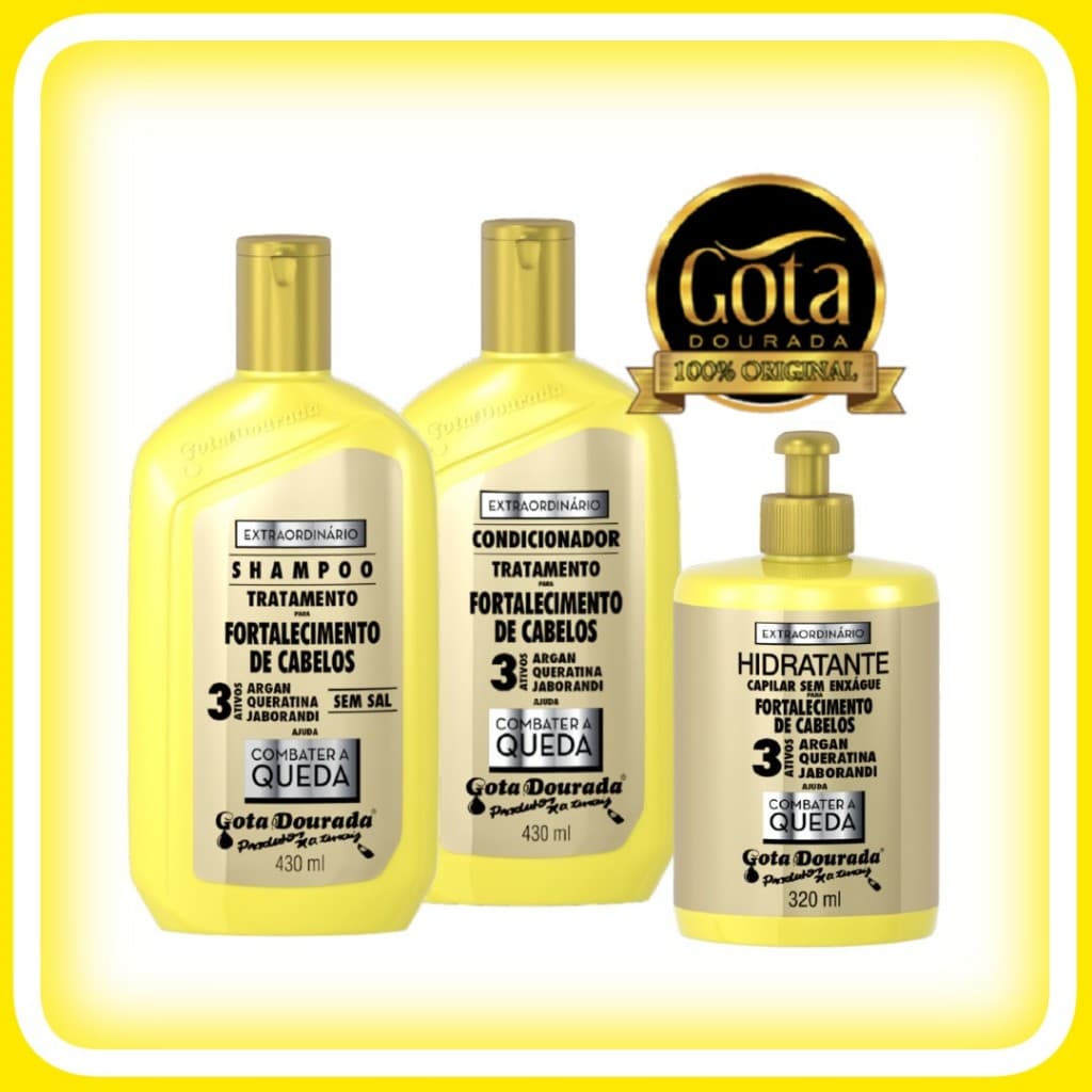 Kit Gota Dourada Extraordinário Shampoo Condicionador e Creme de Pentear