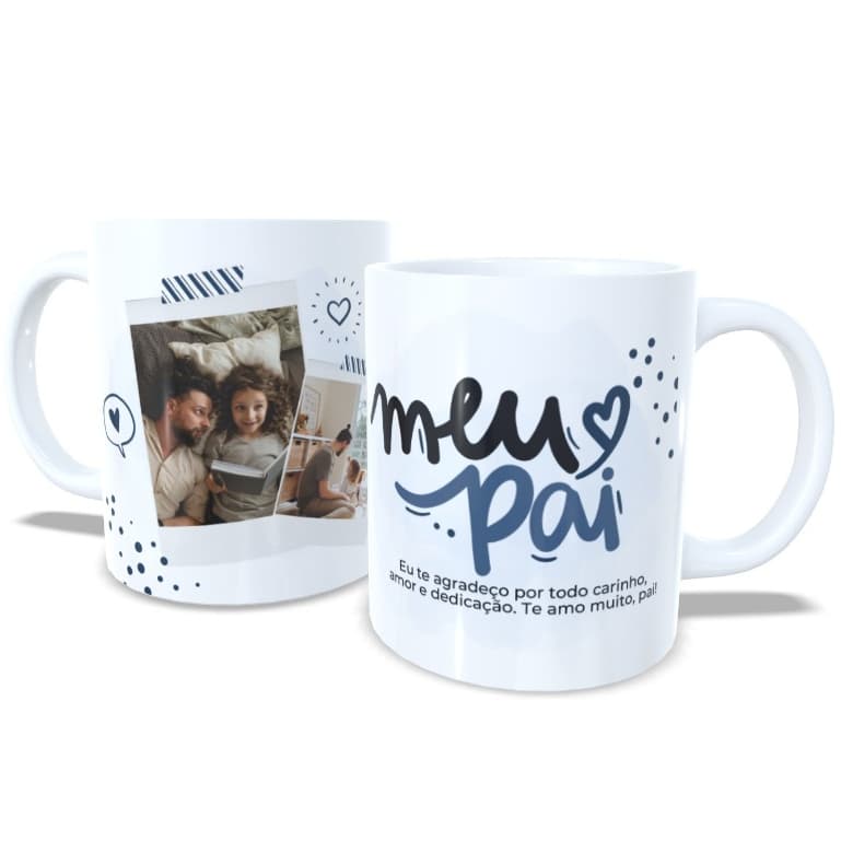Caneca Porcelana Personalizada Dia dos Pais com Sua Foto