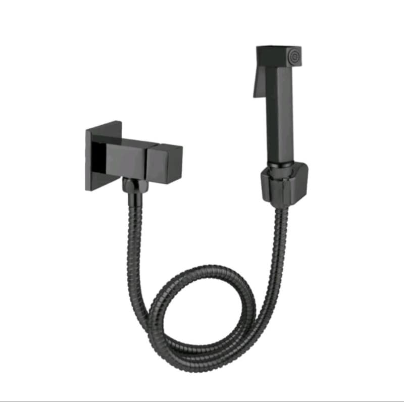 Ducha Higiênica Completa Quadrada Metal Luxo  preto