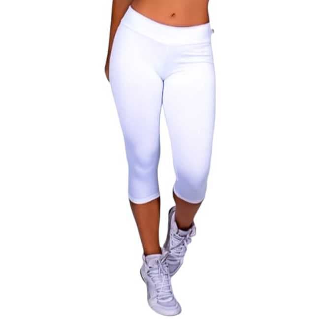 Calça Corsario Capri Branca Fitness Academia Grossa Cintura Alta