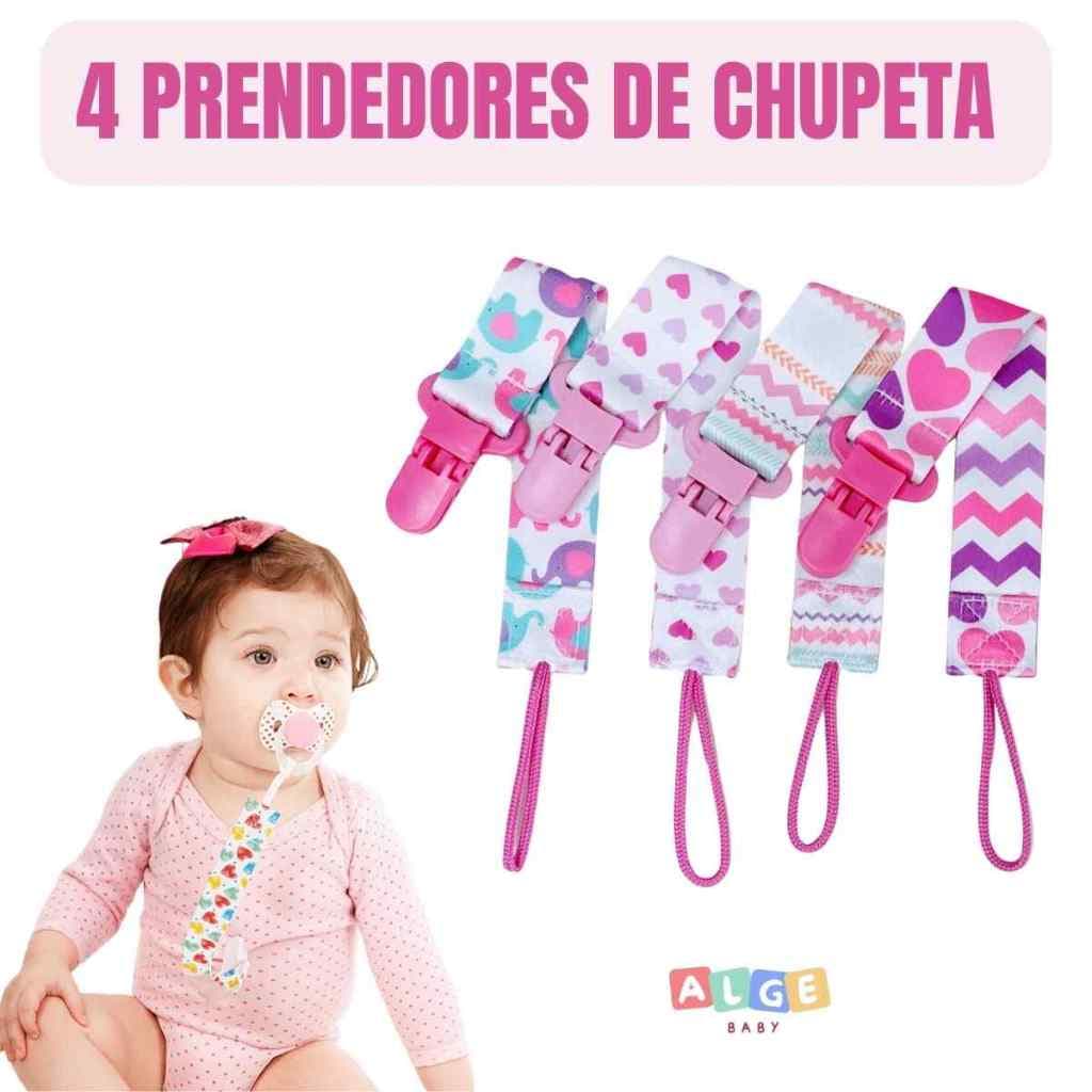 4 Prendedores Cordão de Chupeta Bico Para Bebe Baby Com Estampas Coloridas MENINA