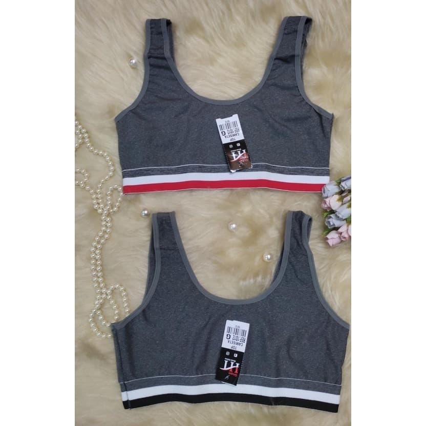 Top Camiseta Reforçado Sem Bojo Na Cor Mescla Com Elástico bicolor Ref: 1012