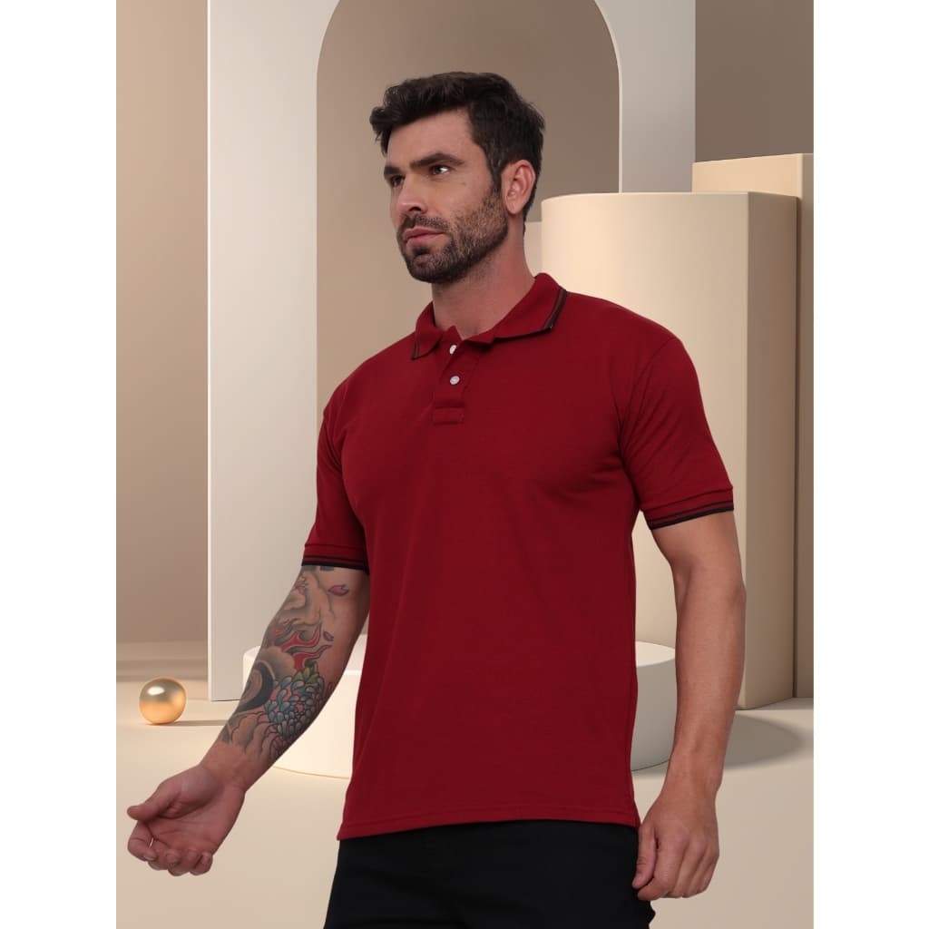 POLO Camisa Gola  Masculina Camiseta de AlgodãoRoupas casuais de escritório-moda clássica