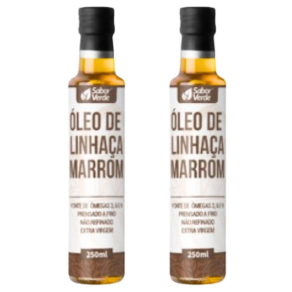 Óleo de Linhaça  Marrom SABOR VERDE  Prensado a frio 2 vidros de  250ml