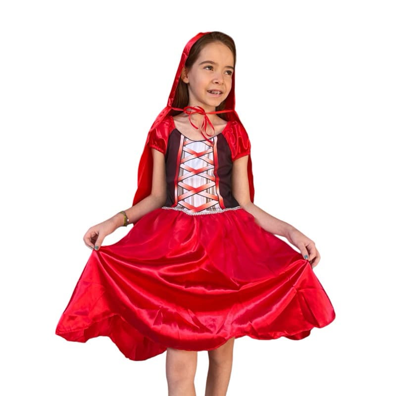 Fantasia Da Chapeuzinho Vermelho Com Capa Vestido da Chapeuzinho Bosque Lobo Mau
