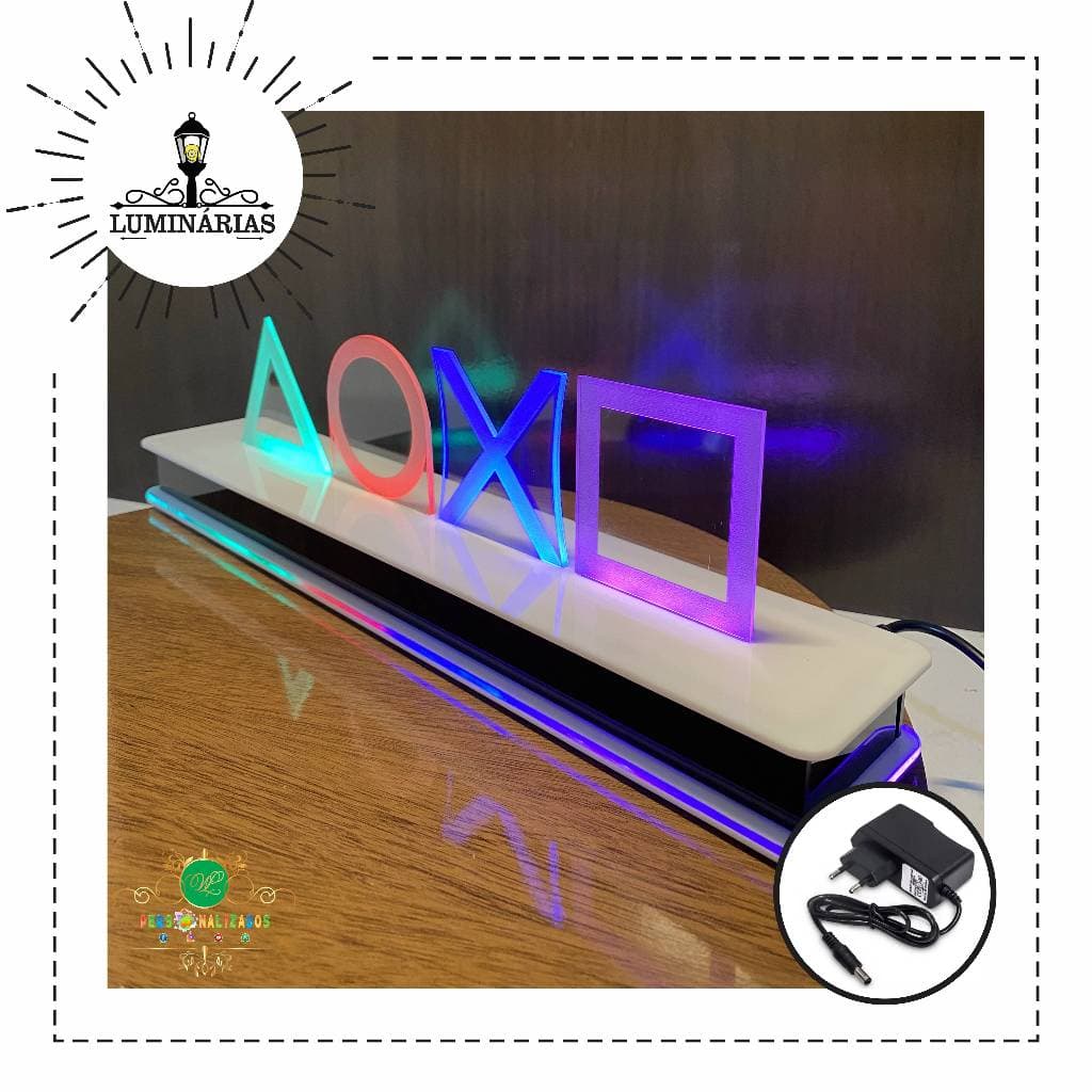 Luminária de Mesa de LED Playstation Gamer PS4 PS5