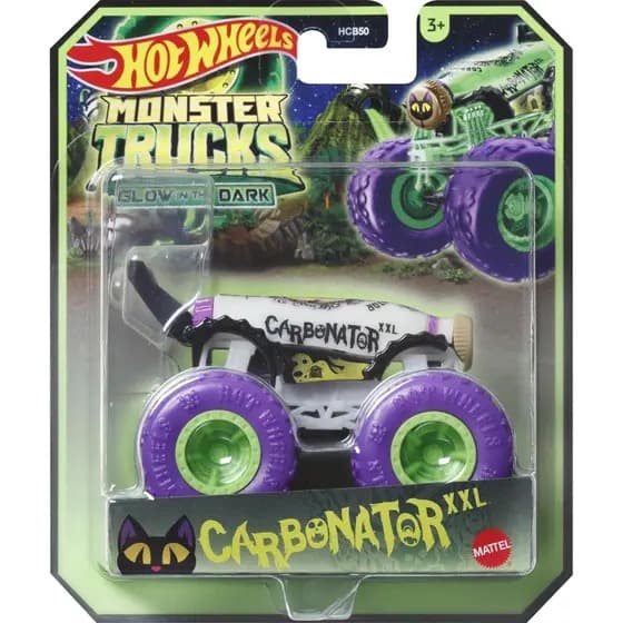 Carrinho Monster Trucks Glow In The Dark Hot Wheels Mattel Brilha no Escuro 1:64 HCB50