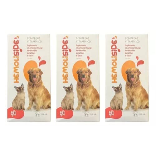 Kit 3 Hemoliside Suplemento Vitaminico Mineral Cães/gatos - Genérico Hemolitan