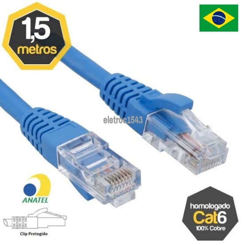 Patch Cord Cabo de Rede RJ45 CAT6e internet 1,5 Metros