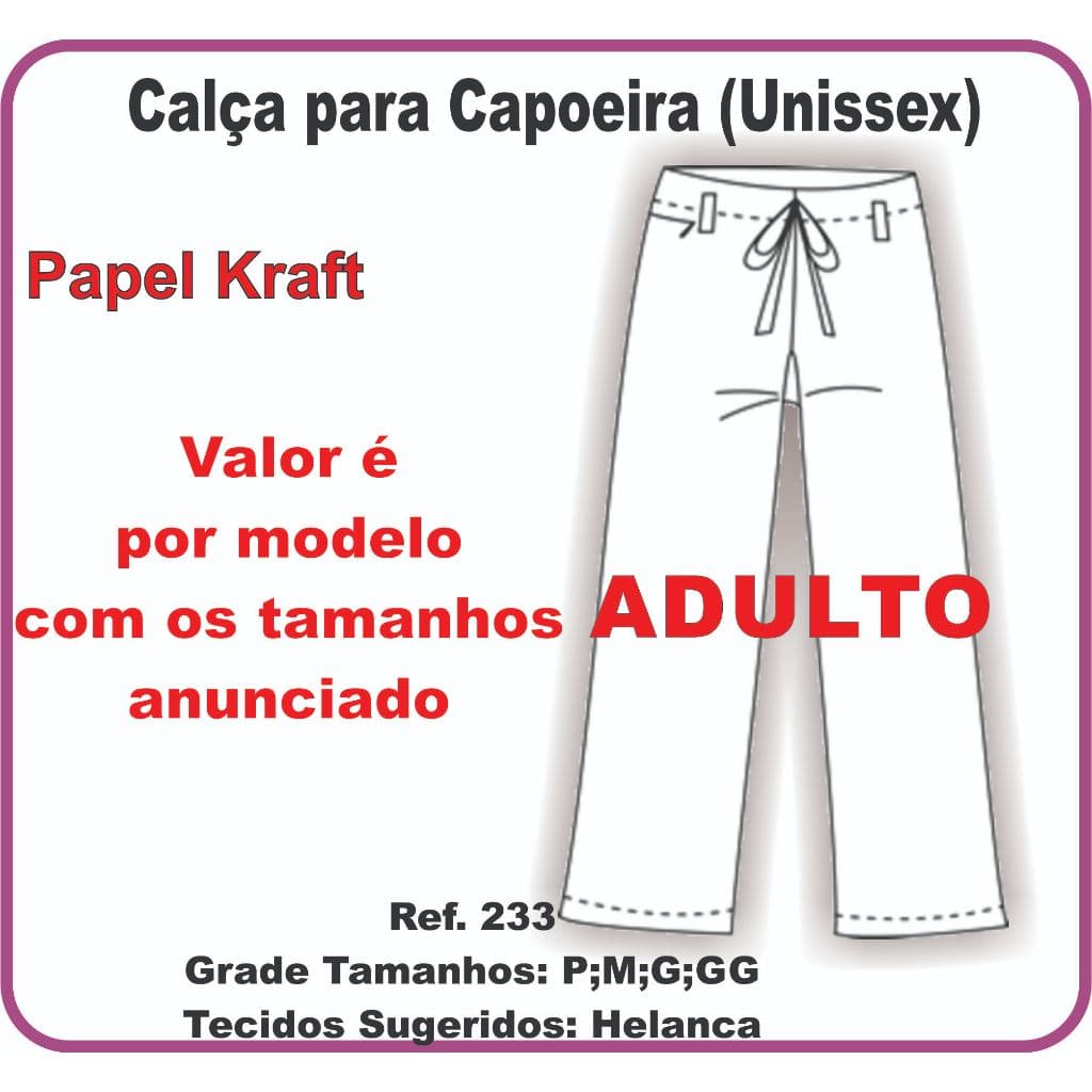 Ref. 233 Molde De Calça Capoeira Unissex Adulto