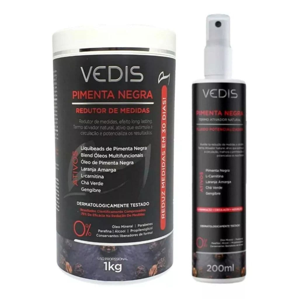 Kit Creme E Fluido Pimenta Negra Vedis Para Estetica