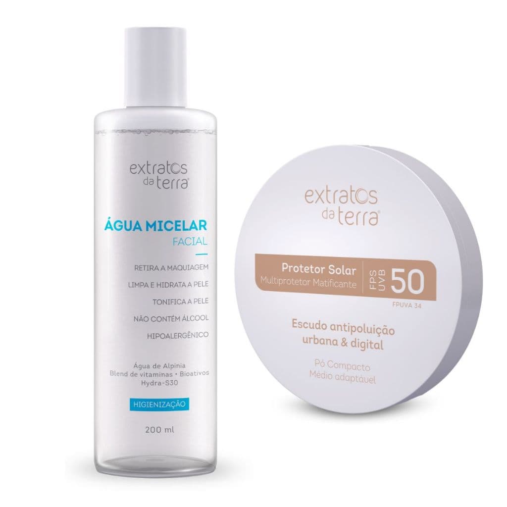 Água Micelar Pó Multiprotetor Fps 50 Médio Extratos Da Terra