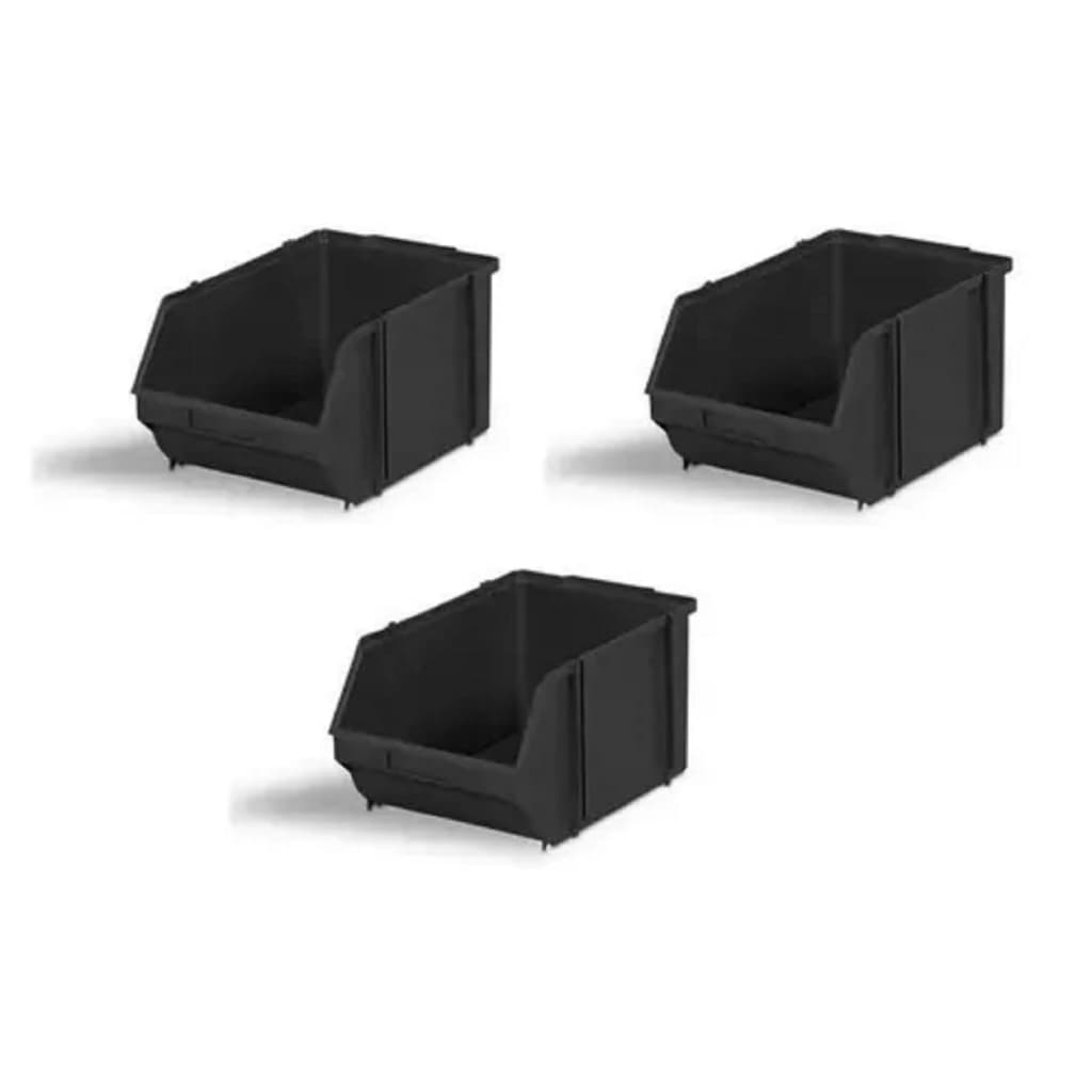 Kit de 3 Gaveteiros Organizador Caixa Nº 6 Com Trava Reforçado de Plástico Preto