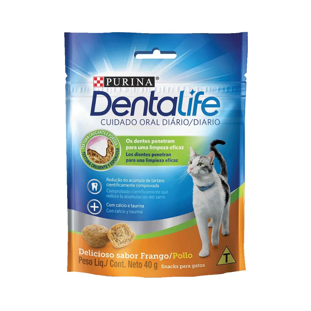 Purina DentaLife Petisco Para Gatos Adultos Sabor Frango - 40g