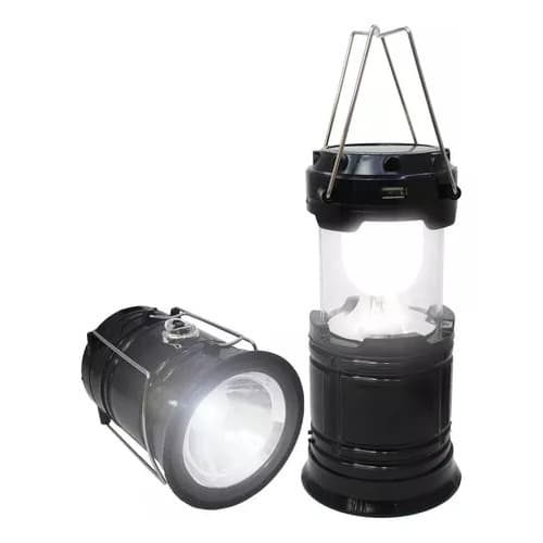 Lampião Solar Led USB Lanterna Bateria Recarregável Retrátil