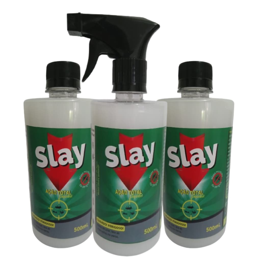KIT SLAY - Mata Barata Percevejo de Cama Cupim Formiga Mosquito Mosca-500mL cada.