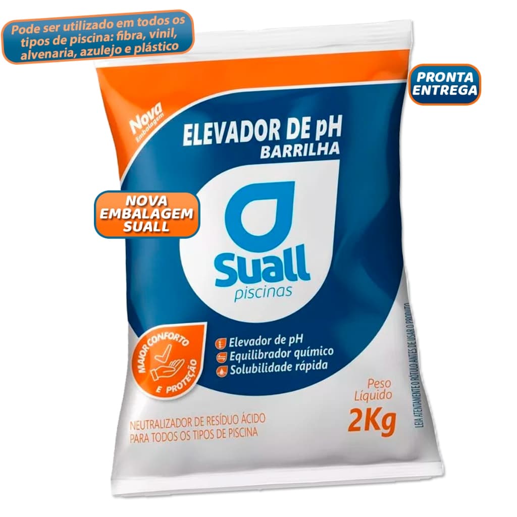 Barrilha Leve Elevador De Ph Mais Suall Para Piscinas Água Produtos Tratamento 2kg