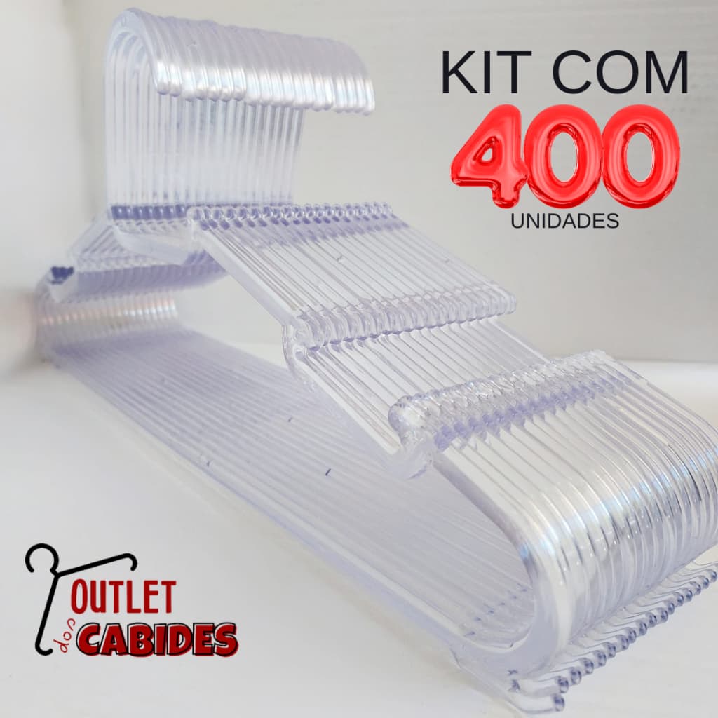 KIT 400 CABIDES TRANSPARENTE CRISTAL ADULTO REFORÇADO E RESISTENTE ROUPAS PESADAS